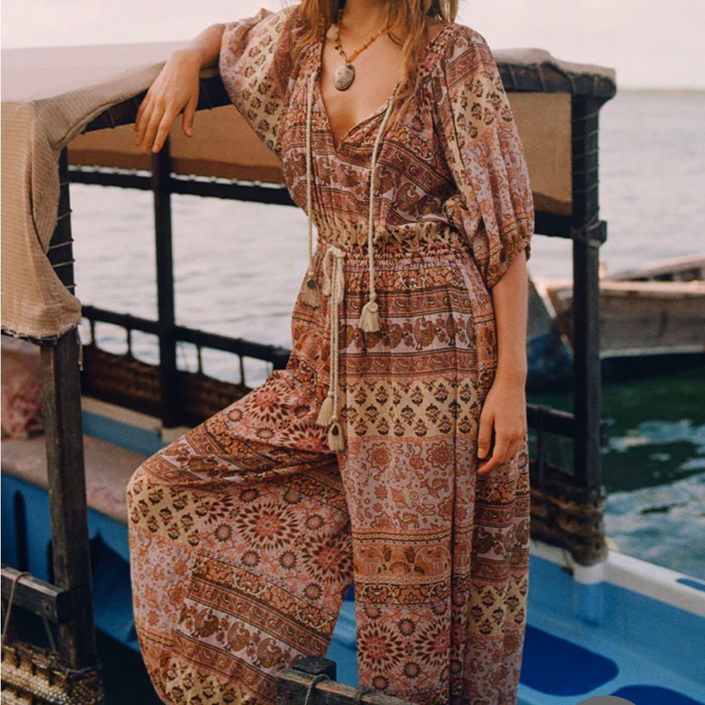 Spell Lovers Beach Bohemian Jumpsuit Wide-leg V-neckline
